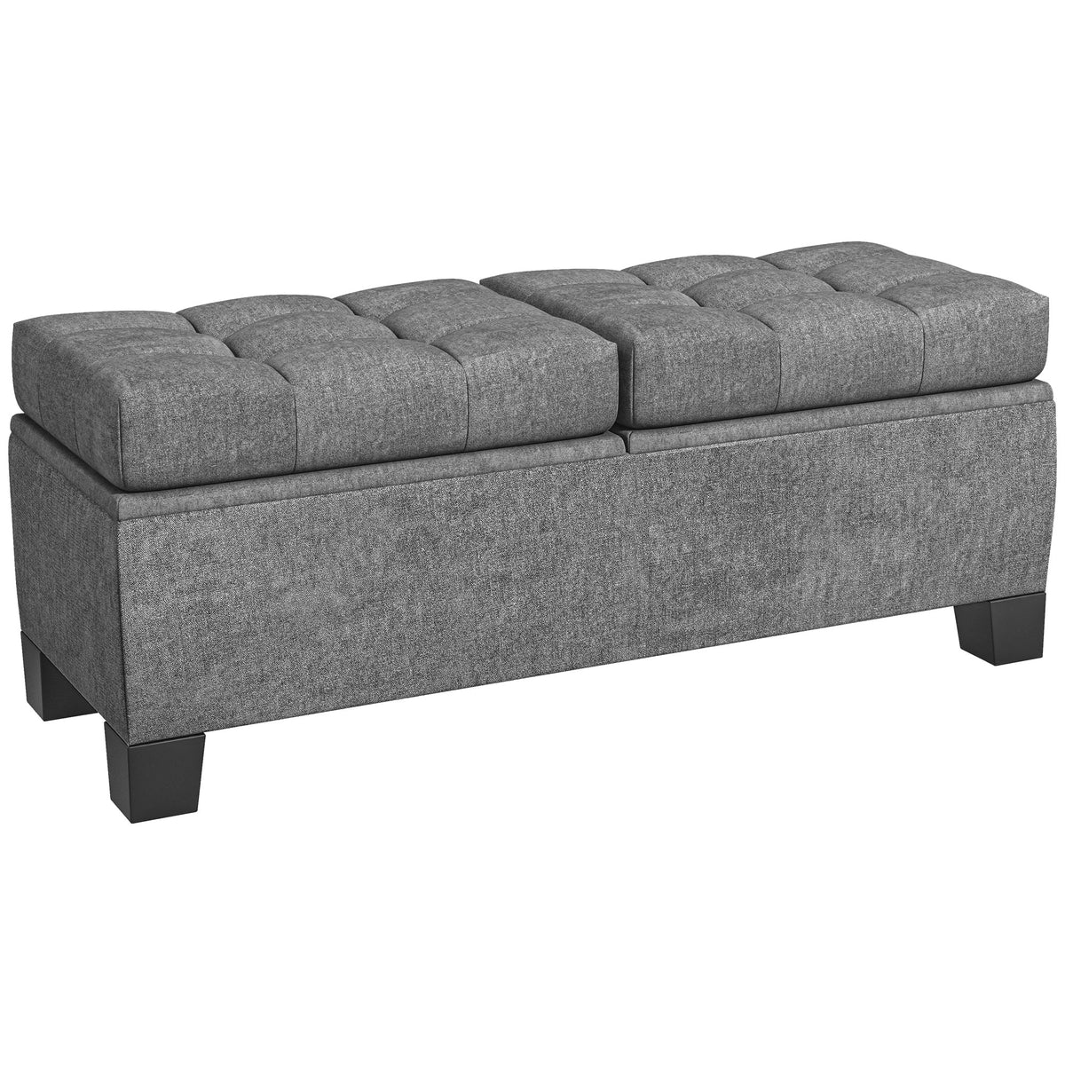 Bancode Arrumação em Tecido com Estofamento Capitonê 116x41x47 cm Cinzento — foto 1