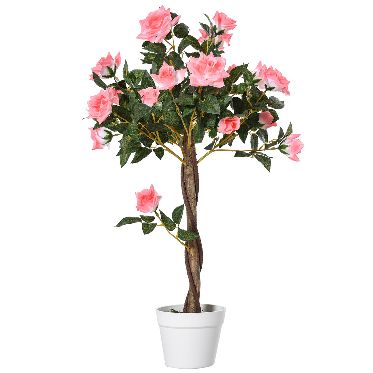 Árvore artificial Planta Artificial em Vaso de Cimento Design Maravilhoso de Planta de Rosas 18x18x90 cm Rosa — foto 1