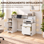 Secretária com Estação de Carregamento Gavetas e Prateleiras com Tomadas Castanho Acinzentado e Branco — imagem 4