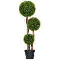 Árvore Artificial de Buxo com 3 Bolas de Folhas de Bambu Vaso Incluído Interior e Exterior Altura 110 cm Verde — foto 1