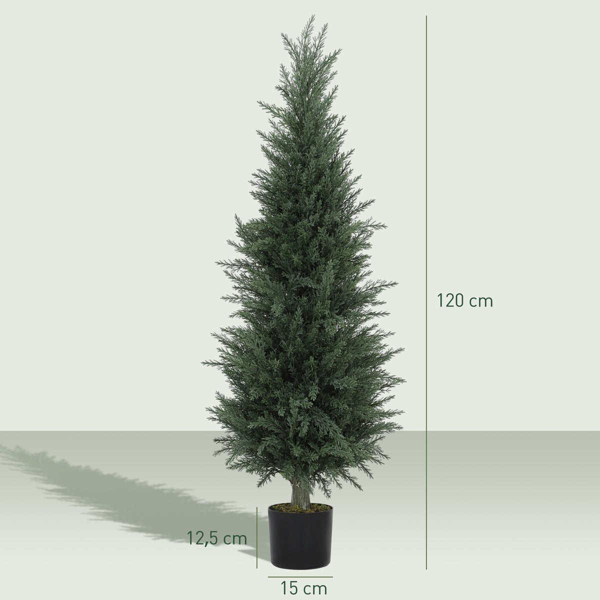 Planta Artificial Cipreste, 638 Folhas de Plástico, com Vaso, Resistente aos Raios UV, Verde — foto 2