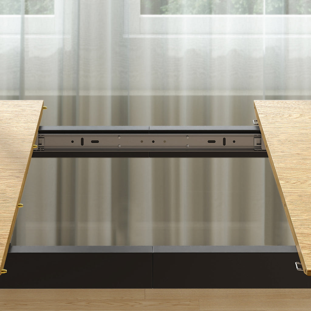 Mesa de Jantar Extensível Retangular para 6 a 8 Pessoas Mesa de Cozinha 160-200 cm com Prateleira Castanho — imagem 6