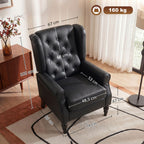 Poltrona para Quarto em Pele PU com Assento Largo Braços e Pés em Madeira de Eucalipto Preto — foto 2