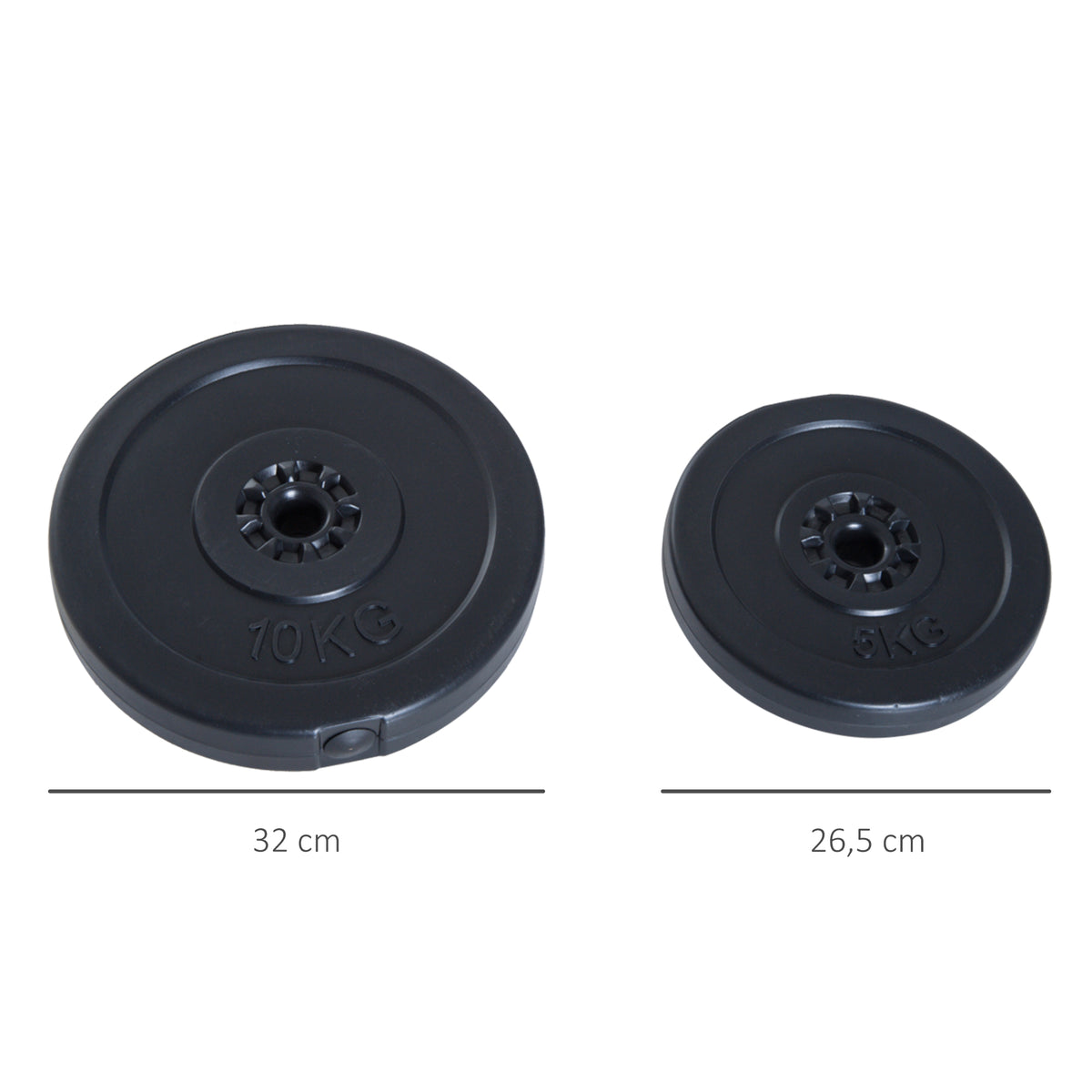 Conjunto de 4 discos de peso de 5 kg e 10 kg com orifício de Ø25 mm para treinamento de força Levantamento de peso preto — foto 3