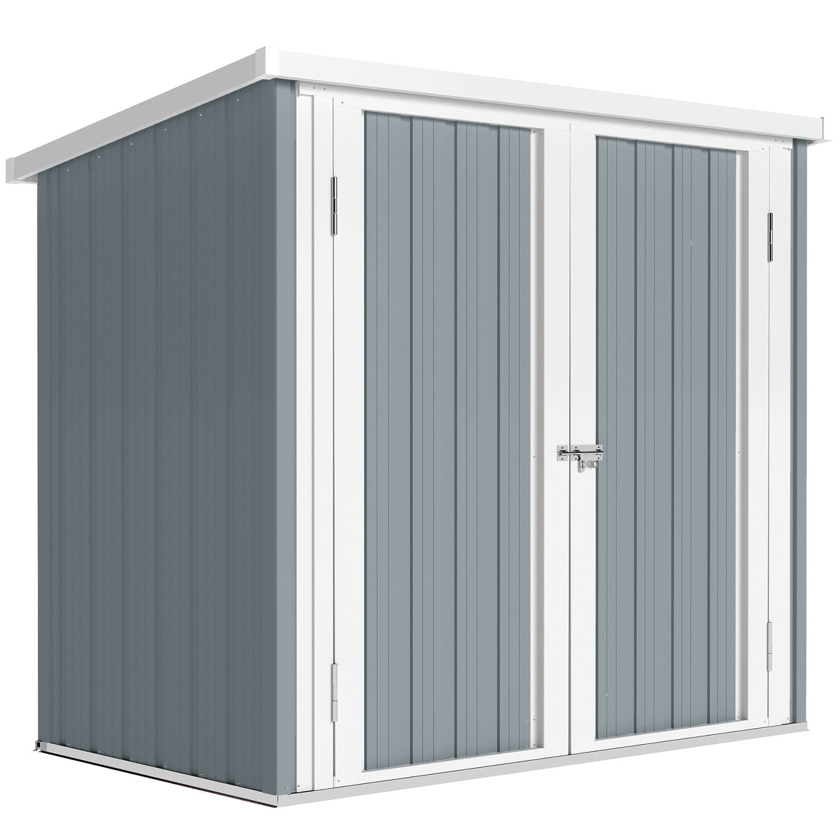 Abrigo de Jardim abrigo de jardim 1,09 m² 2 portas trancáveis 147 x 86 x 134 cm chapa de aço Cinza claro Branco — foto 1