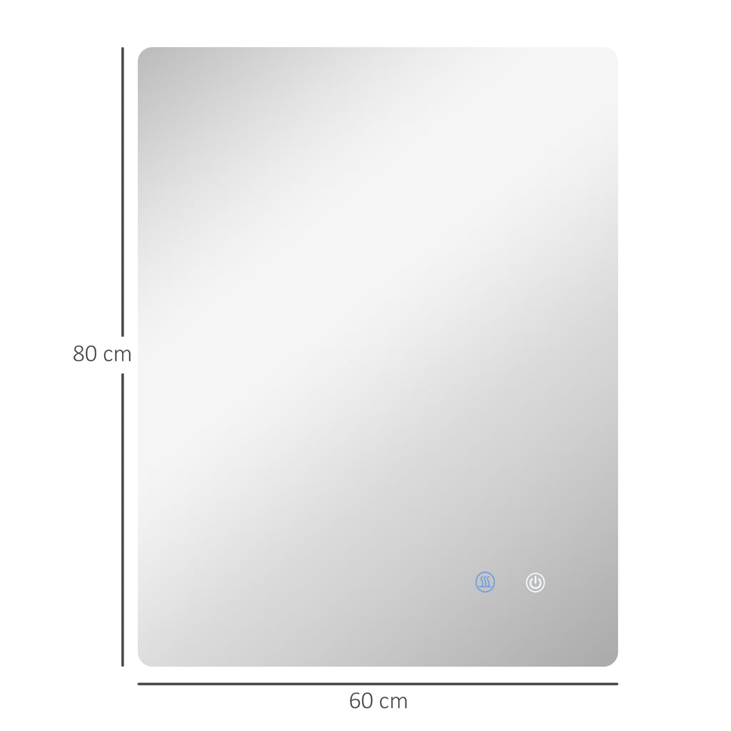 Espelho Retangular Iluminado de LED para Banheiro 80x60 cm Branco Transparente — foto 2
