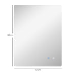 Espelho Retangular Iluminado de LED para Banheiro 80x60 cm Branco Transparente — foto 2
