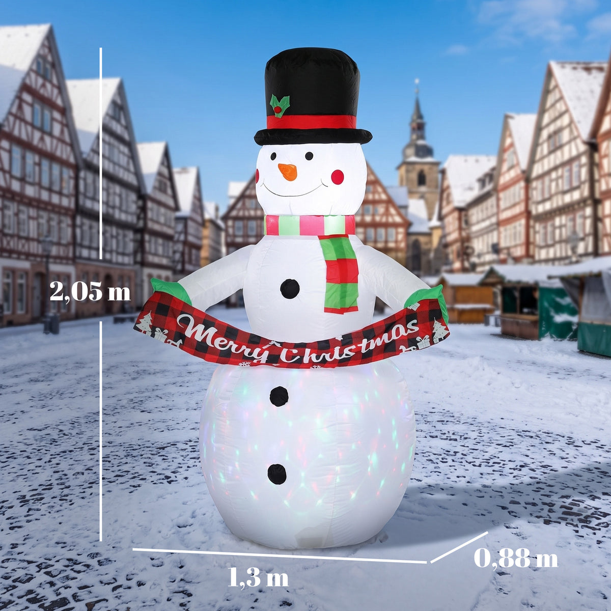 Boneco de Neve Insuflável de Natal 205 cm com Luzes LED e Música para Jardim, Pátio, Terraço e Casa — foto 2