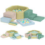 Conjunto de 15 blocos macios, 200 bolas de plástico, piscina de bolinhas para crianças pequenas, interior, espuma, colorido — foto 1
