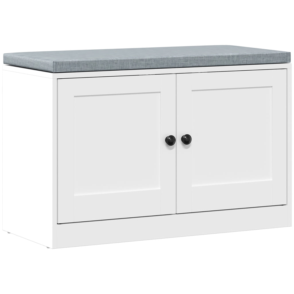 Banco Sapateira com Almofada Acolchoada, 80x35.5x52.5 cm, Branco — foto 1