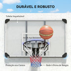 Tabela de Basquetebol de Parede com Aro, Rede e Estrutura em Aço para Exterior, 113x61x73 cm, Branco e Preto — imagem 8