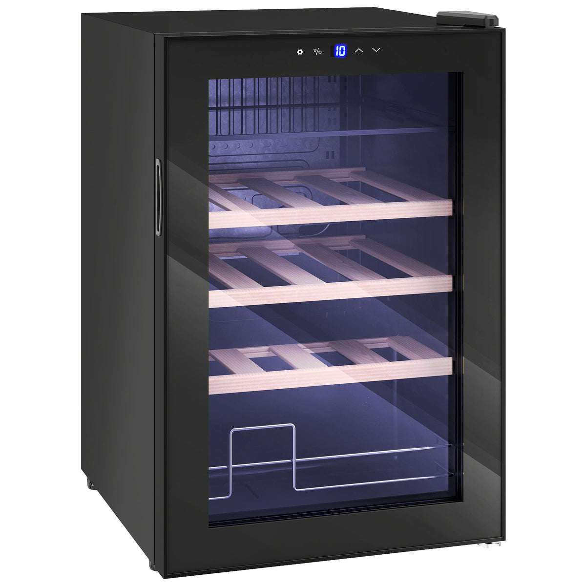 Adega Refrigerada para Vinho 53L com Prateleiras Ajustáveis para 12 Garrafas e 25 Latas 43x45x64 cm Preto — foto 1