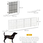 Grade de Separação para Cães, Grade de Proteção Independente com Pés 305 x 82 cm Madeira, Grade para Cães Dobrável, Grade de Proteção para Escadas para Cães para Escadas, Portas, Corredores, 4 Painéis, Branco — foto 2
