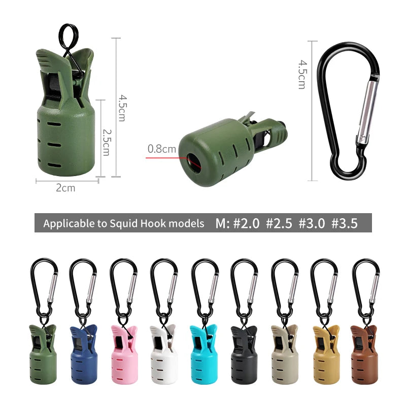 Squid Jig Bait Protector Kit, Webfoot Octopus Egi Ganchos Capa, Chocos Umbrella Lure Cap com Mosquetão — foto 2