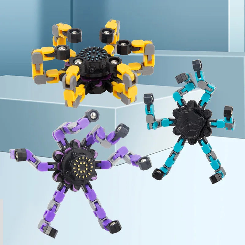 Brinquedo anti-stress fidget spinner em corrente deformável, amarelo — foto 3