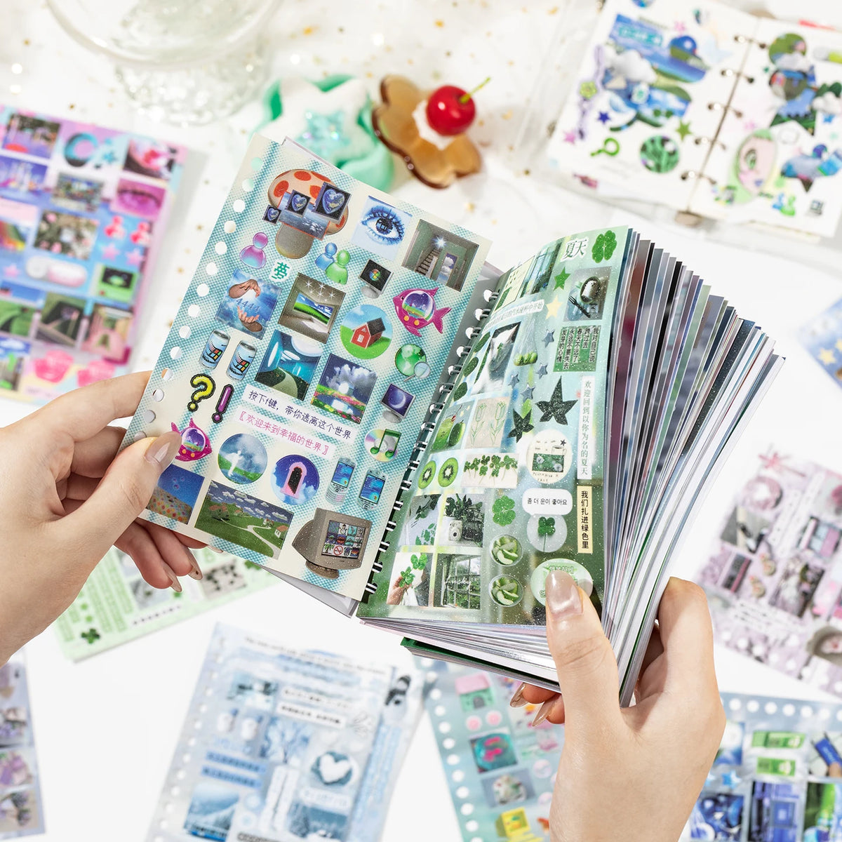30 pçs/livro bonito die-cut flash adesivos decorativos livro diy scrapbook caso de telefone decoração — foto 2