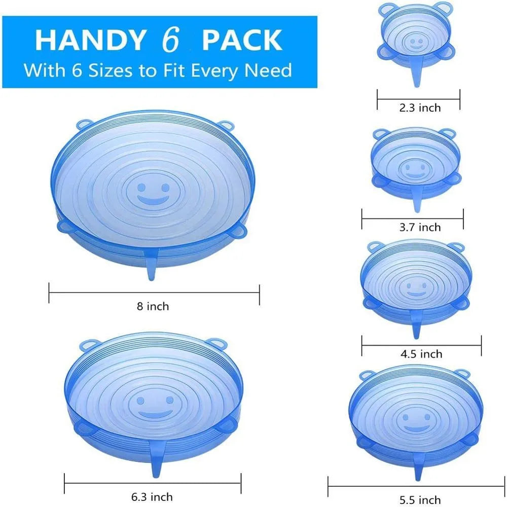 Silicone Stretch Tampas para Cozinha Microondas Alimentos, Elastic Bowl Caps - Branco 6 unidades — foto 6