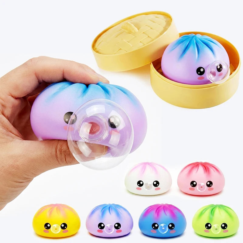 1/4 Caixa de Brinquedos Squishies de Bolinhos para Apertar e Soprar Bolhas - Roxo — foto 2