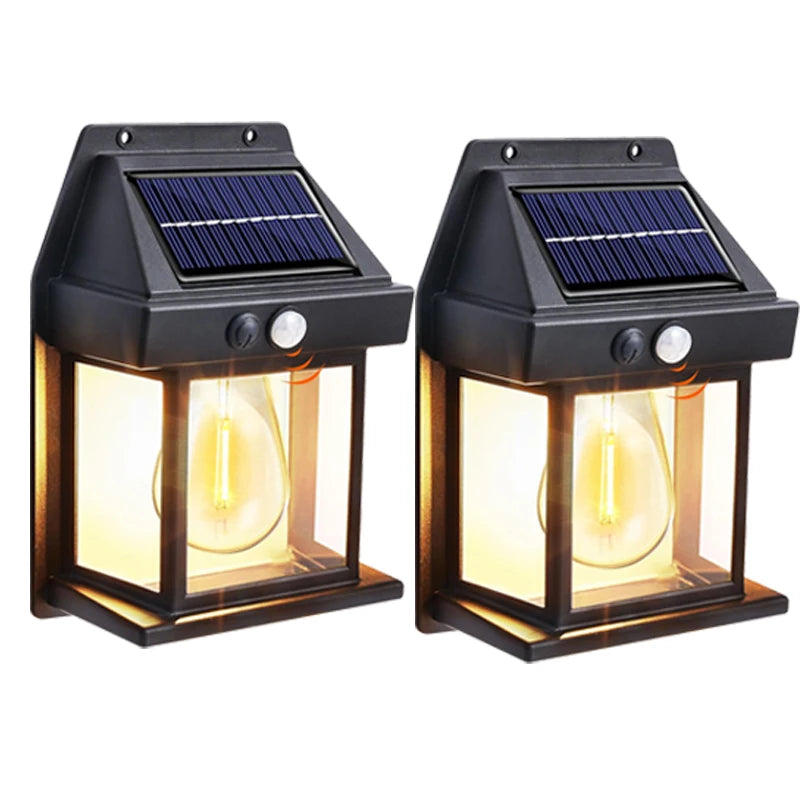 Luz de parede externa à prova d'água movida a energia solar com sensor de movimento filamento - 2 unidades — foto 1