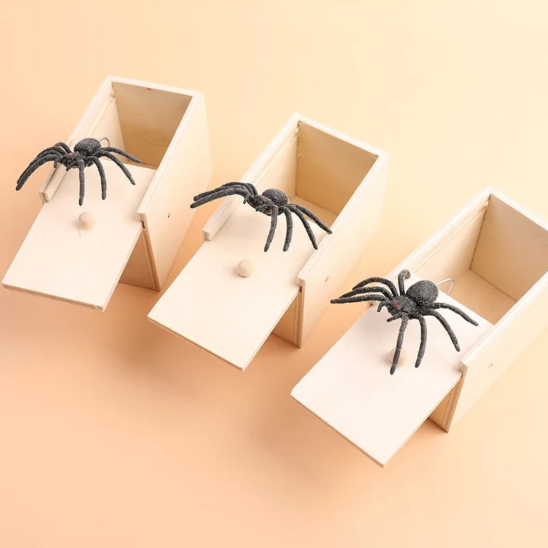 Brinquedo complicado simulação aranha caixa de madeira spoof inseto aranha caixa criativa casa assombrada — foto 2