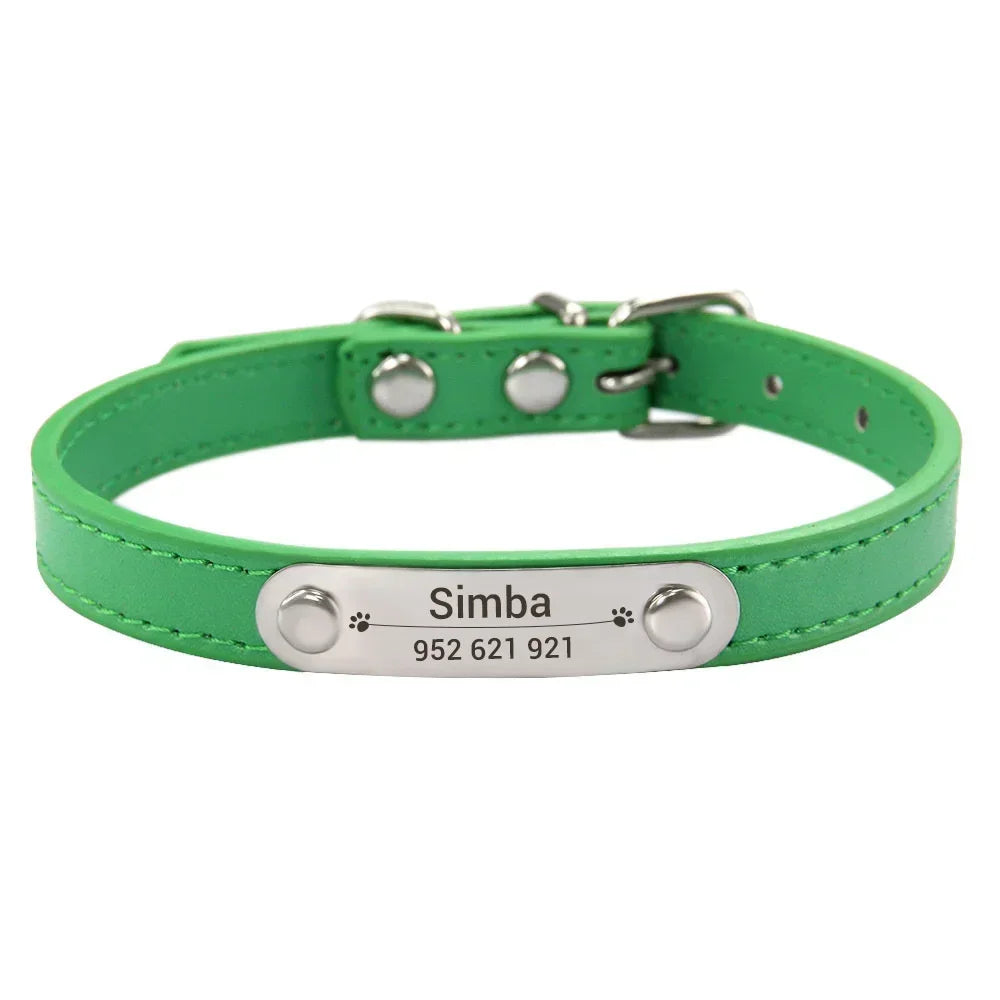 Coleira para cães personalizada com placa gravada, verde XXS 17-22 cm — foto 1