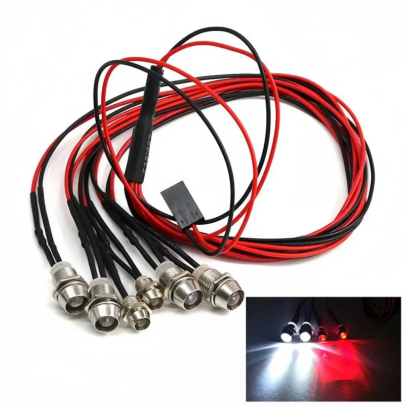 Faróis RC 2/4/6/8 vermelho branco 3/5mm luzes LED RC holofote comando luzes dianteiras e traseiras — foto 1