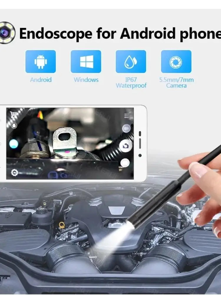 Endoscópio usb para telefone android otg 5.5mm, câmara de inspeção de boroscópio cobra ip67 à prova d'água — foto 3