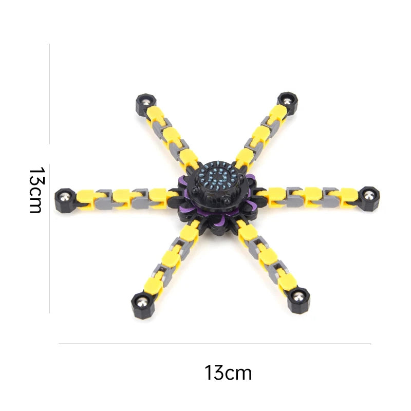 Brinquedo anti-stress fidget spinner em corrente deformável, amarelo — foto 7