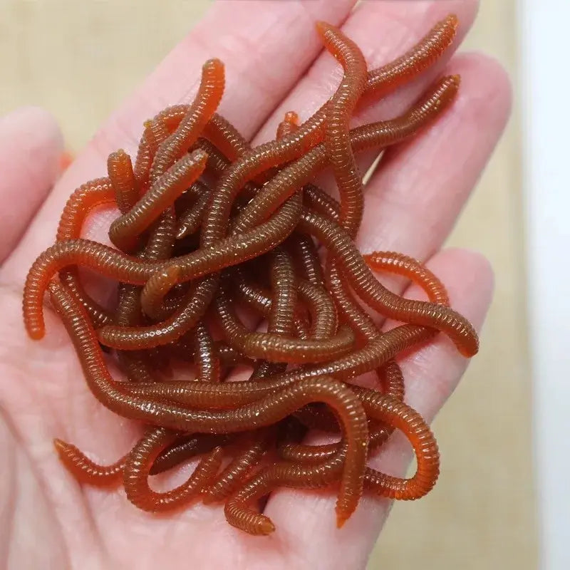 BURLE Iscas macias vermelhas com cheiro de peixe realista, simulação de minhoca, minhocas vermelhas — foto 3