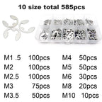 585/1005pcs E Clip Snap Circlip Washer Sortimento Kit Caixa M1.2-M15 Preto 65 Mn 304 Conjunto de anel — foto 5