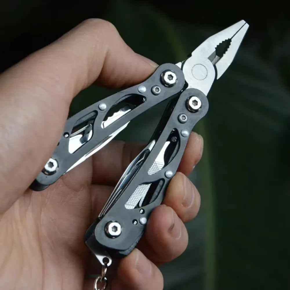 Alicate multifunções dobrável em aço inoxidável preto, 7 cm fechado — foto 3