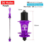 Cubo de Bicicleta 120 Click com 6 Rolamentos para MTB - 36H roxo QR Rear — foto 1