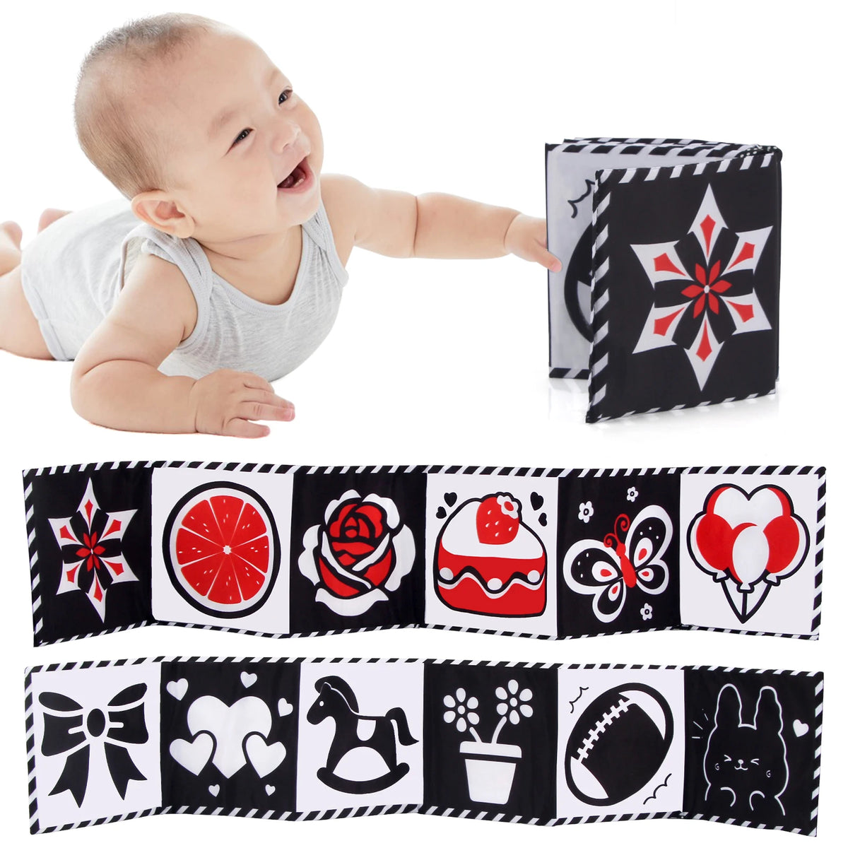 Livro de Pano para Bebês de Alto Contraste, Brinquedos para Bebês 0M+ — foto 1
