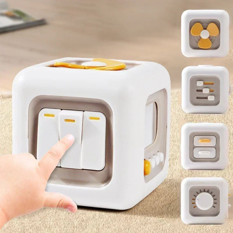 6 em 1 montessori cubo brinquedos sensoriais ocupado placa bebê prática habilidades gaveta cubo brinquedos — foto 2