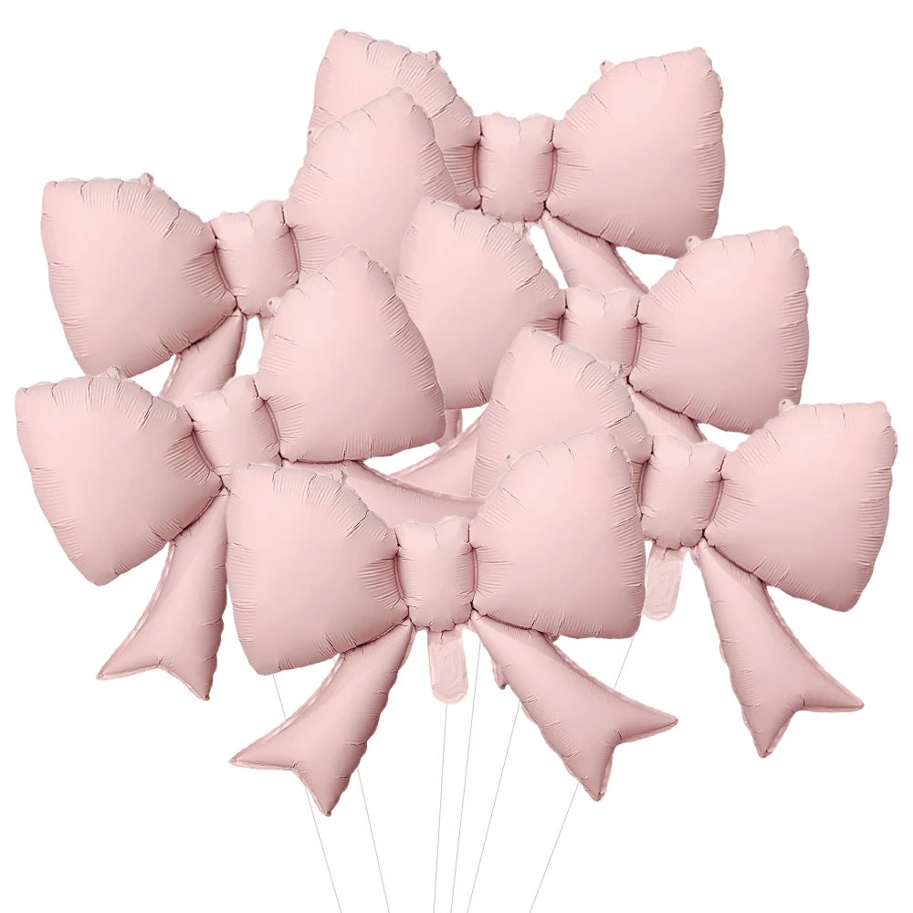 6 pçs bebê rosa arco balão laço rosa balão mini arco balão casamento noiva chuveiro menina presente balão — foto 2