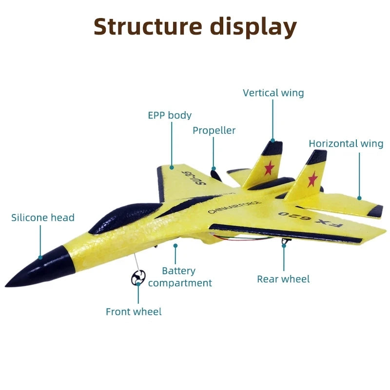 Avião Telecomandado Planador RC 2.4 GHz em Espuma EPP Amarelo — foto 6