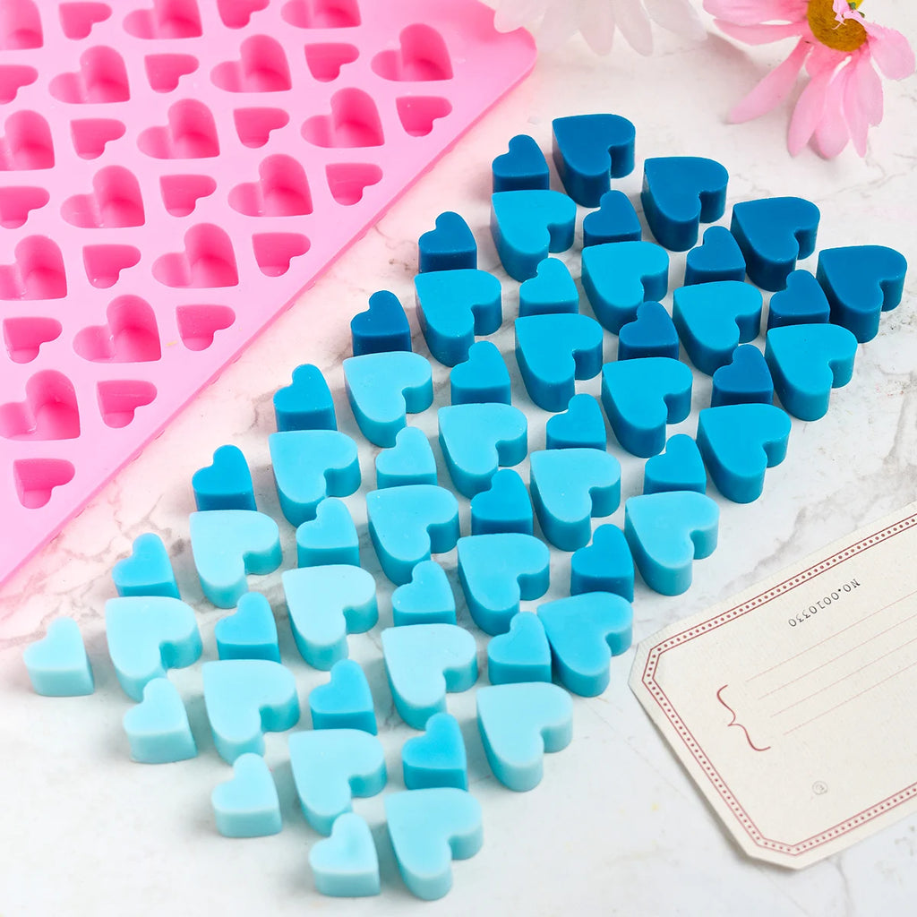 Molde de vela de silicone em formato de coração, 56 compartimentos, faça você mesmo, grande, pequeno, amor — foto 4