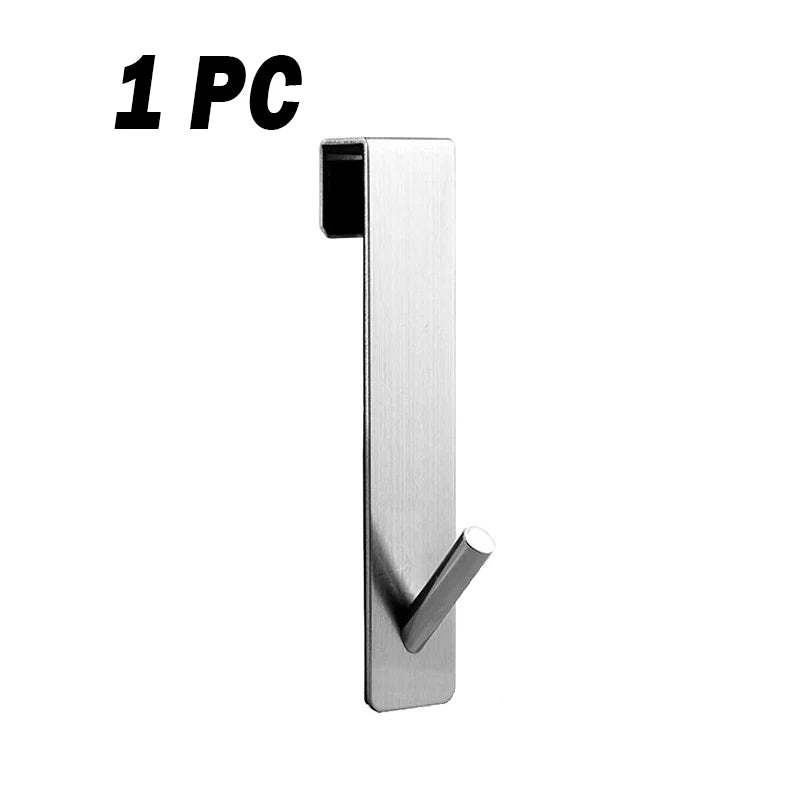 Porta do chuveiro do casa de banho gancho traseiro de aço inoxidável sobre porta - Prateado-1 unidade 12.8cm — foto 2