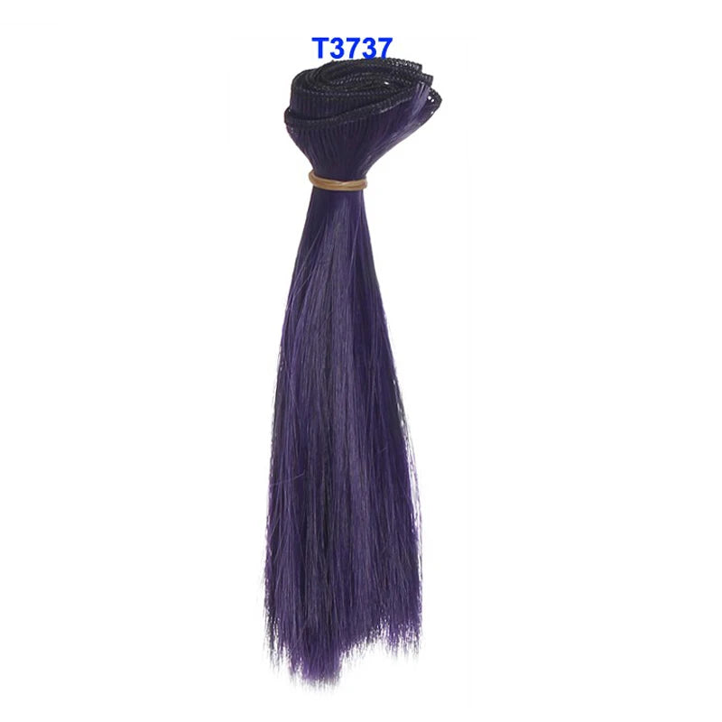 1 pçs peruca reacende cabelo bjd 15cm 100cm preto ouro marrom verde rosa cor peruca de cabelo reto para 1/3 — foto 1