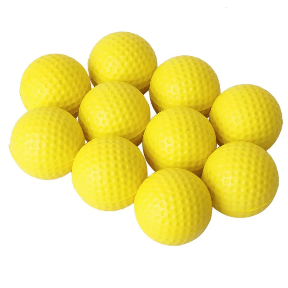10 unidades de bolas de golfe de espuma PU amarela esponja elástica treinamento de prática interna e externa — foto 3