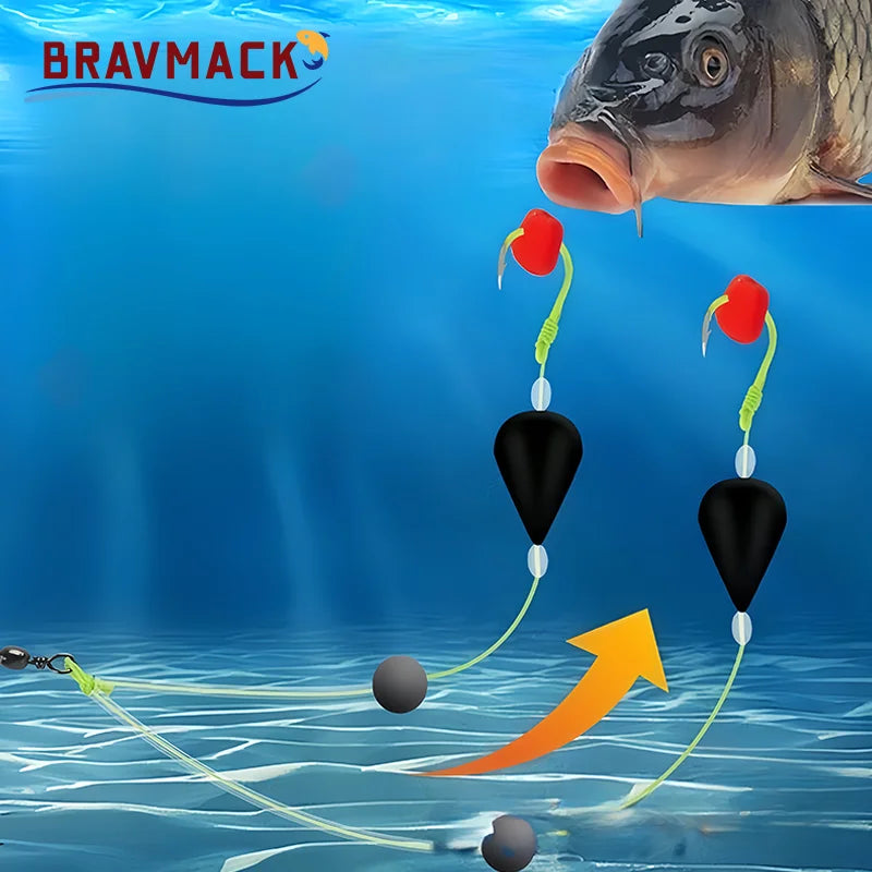 Conjunto de flutuador de pesca com gancho duplo com fundo invertido, alta sensibilidade — foto 1