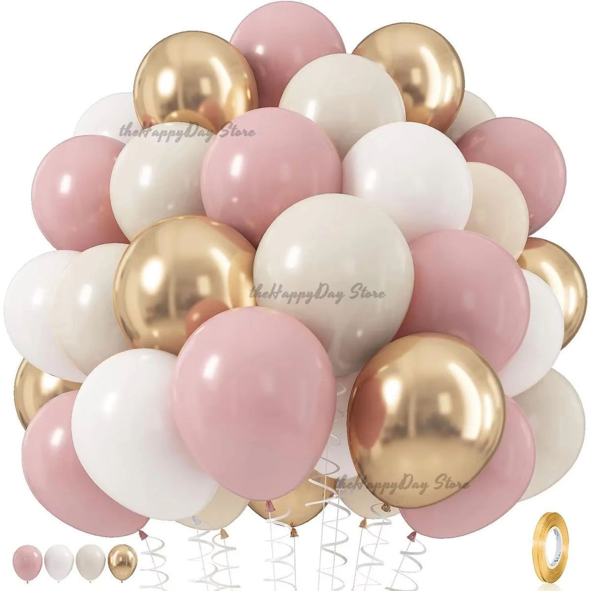 40 pçs boho rosa areia branco balões de látex 10 polegada metal cromo ouro balões para aniversário casamento — foto 2
