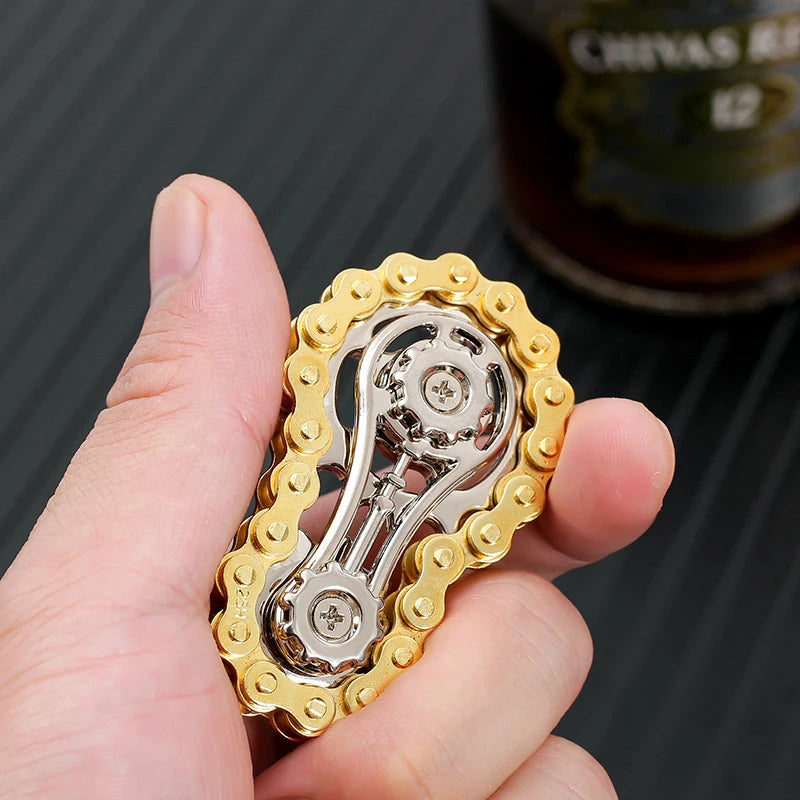 Rodas dentadas volante ponta do dedo giroscópio fidget spinner antiestresse ansiedade metal correntes — foto 2