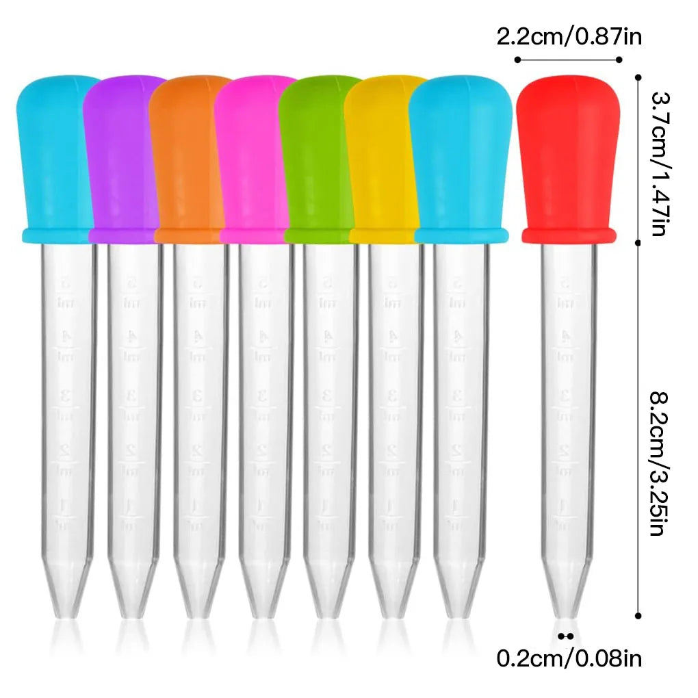 5 pçs 5ml pequeno silicone plástico pipeta conta-gotas medicina de alimentação líquido olho orelha pipeta — foto 2