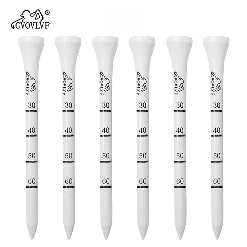 50 peças de bambu golfe grau escala t 83mm reduzir fricção lateral rotação golfe t branco e preto — foto 1