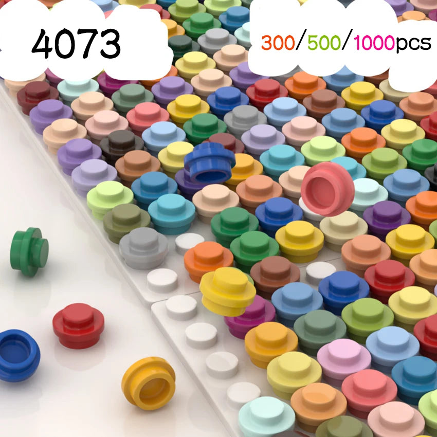 300/500/1000 pçs moc montar partículas 6141 placa redonda 1x1 ponto diy blocos de construção figuras lâmpada — foto 2