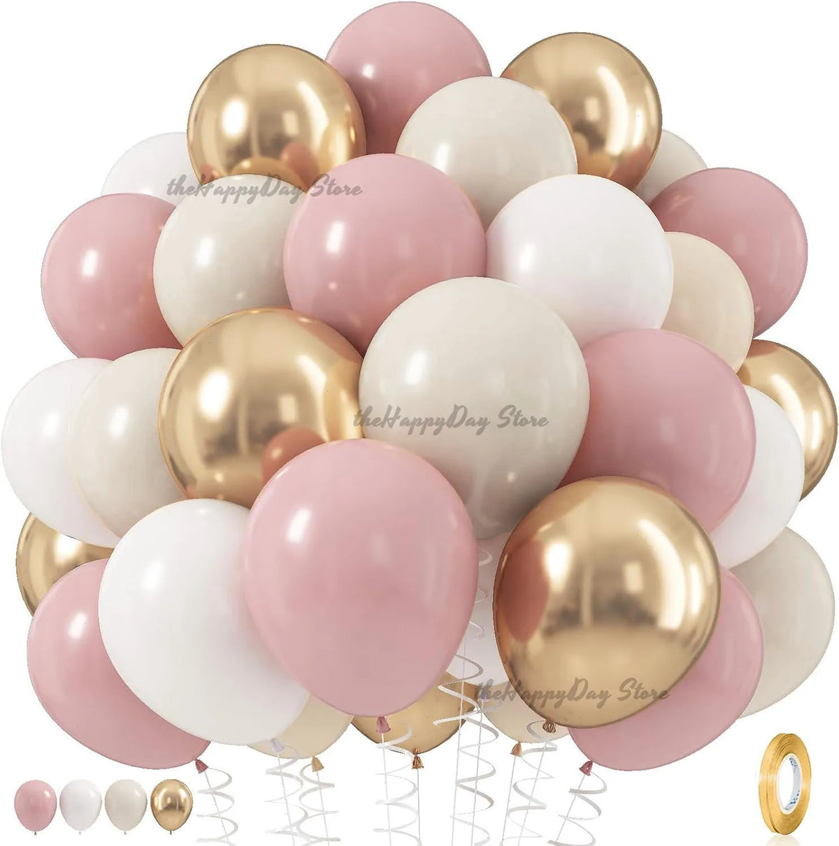 40 pçs boho rosa areia branco balões de látex 10 polegada metal cromo ouro balões para aniversário casamento — foto 1