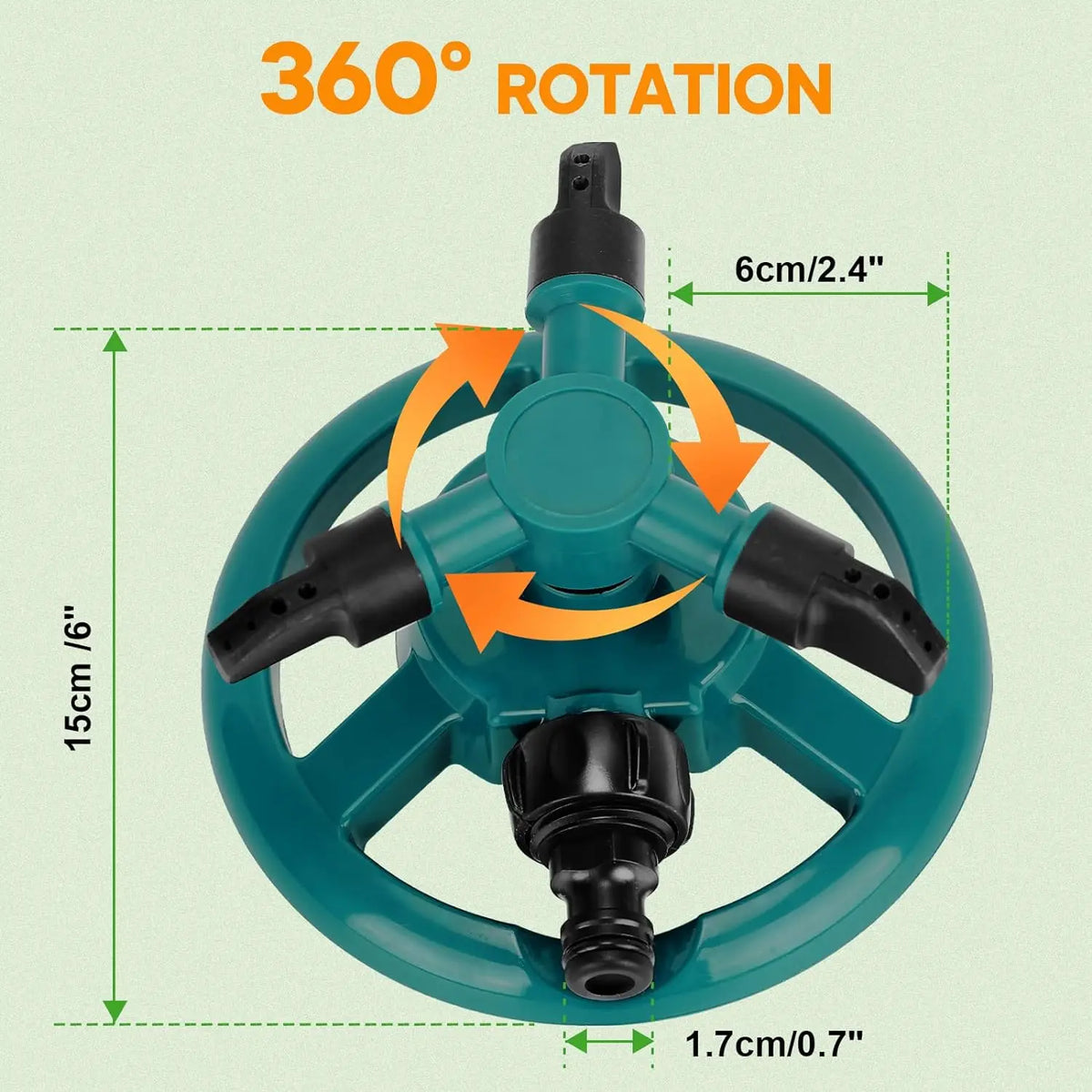 Bico aspersor rotativo 360 graus para rega de jardim e relvado — foto 2