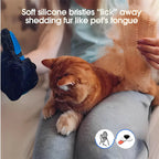 Luva Removedora de Pelos para Cães e Gatos, Escova Massageadora para Higiene e Limpeza - Azul esquerdo — foto 6