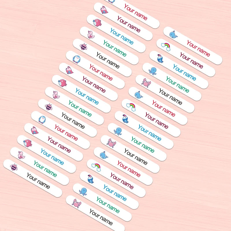 Etiquetas de nome personalizadas para material infantil – Adesivos à prova d'água personalizados — foto 1